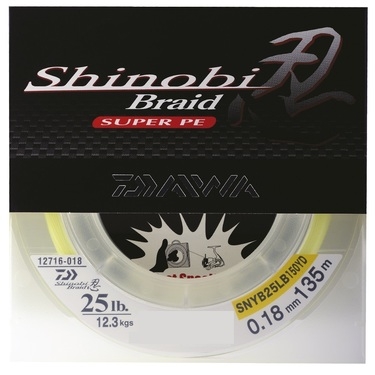 Леска плет. Daiwa Shinobi Braid Yellow 135м d=0,18 25lb